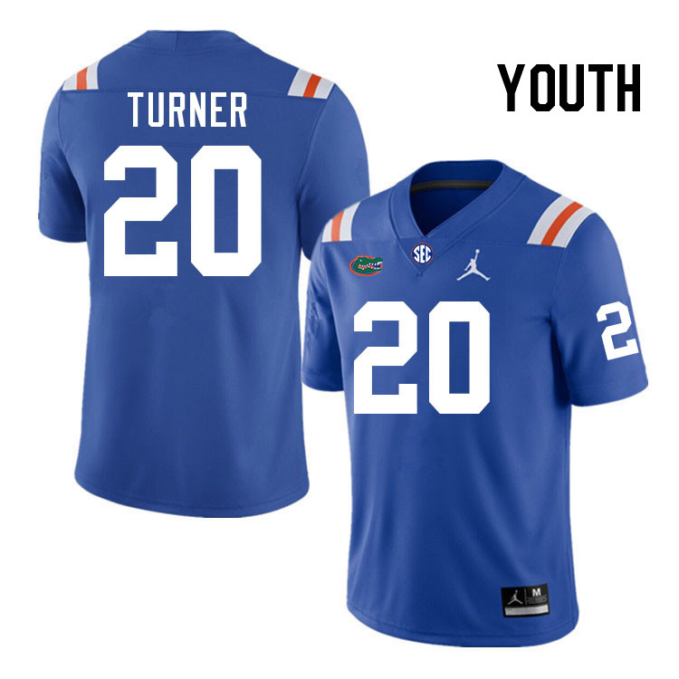 Youth #20 Asa Turner Florida Gators College Football Jerseys Stitched-Throwback